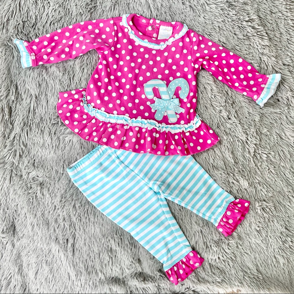 Nursery Rhyme Pink Blue Christmas Holiday Outfit